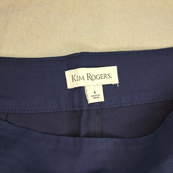 NEW Kim Rogers Navy Blue Capris Pants with Scalloped Hem Size 6 - Picture 5 of 7